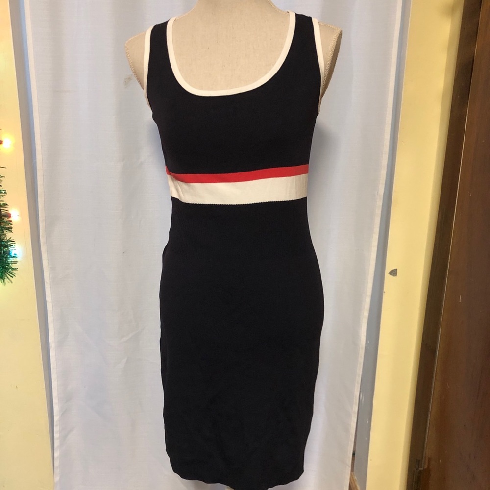 Grace Knit Dressing Perry Stretchy Bodycon Midi Dress Sailor Navy Combo Dress